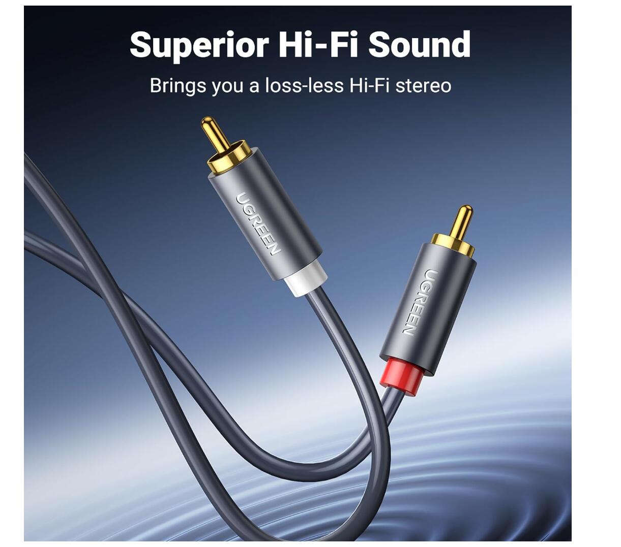 Hi-Fi Sound 2-RCA Male to 2-RCA Male Audio Cable Gold Plated