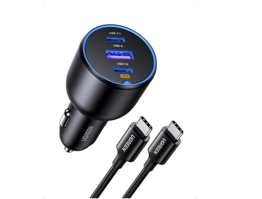 High-Speed Charging 130W USB-C Car Charger 3-Port