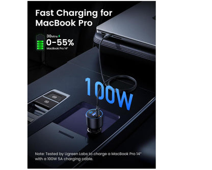 High-Speed Charging 130W USB-C Car Charger 3-Port