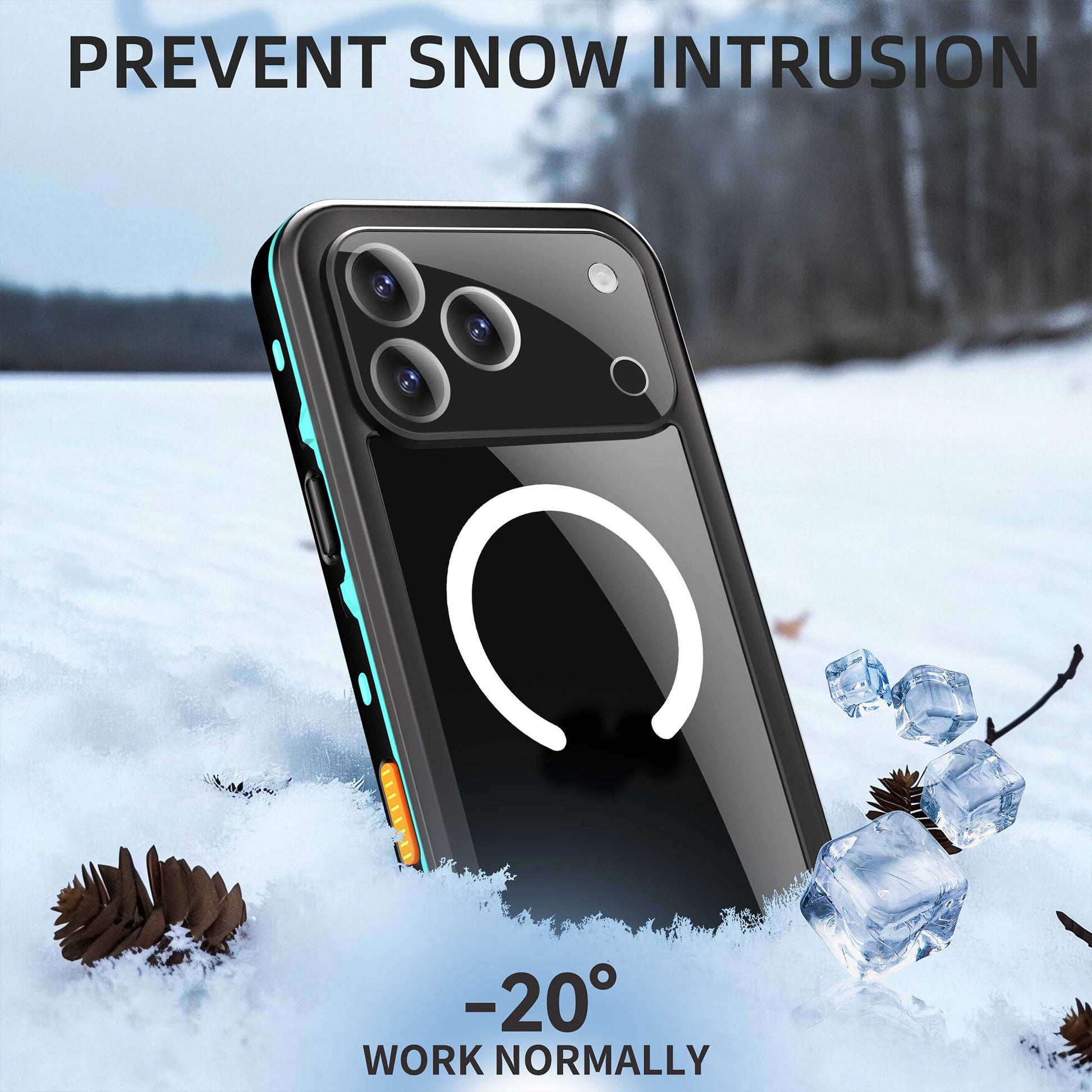 Ultramarine Technology IP68 Waterproof MagSafe Phone Case with Sensor Button & Hand Lanyard - iPhone 17 Pro Max