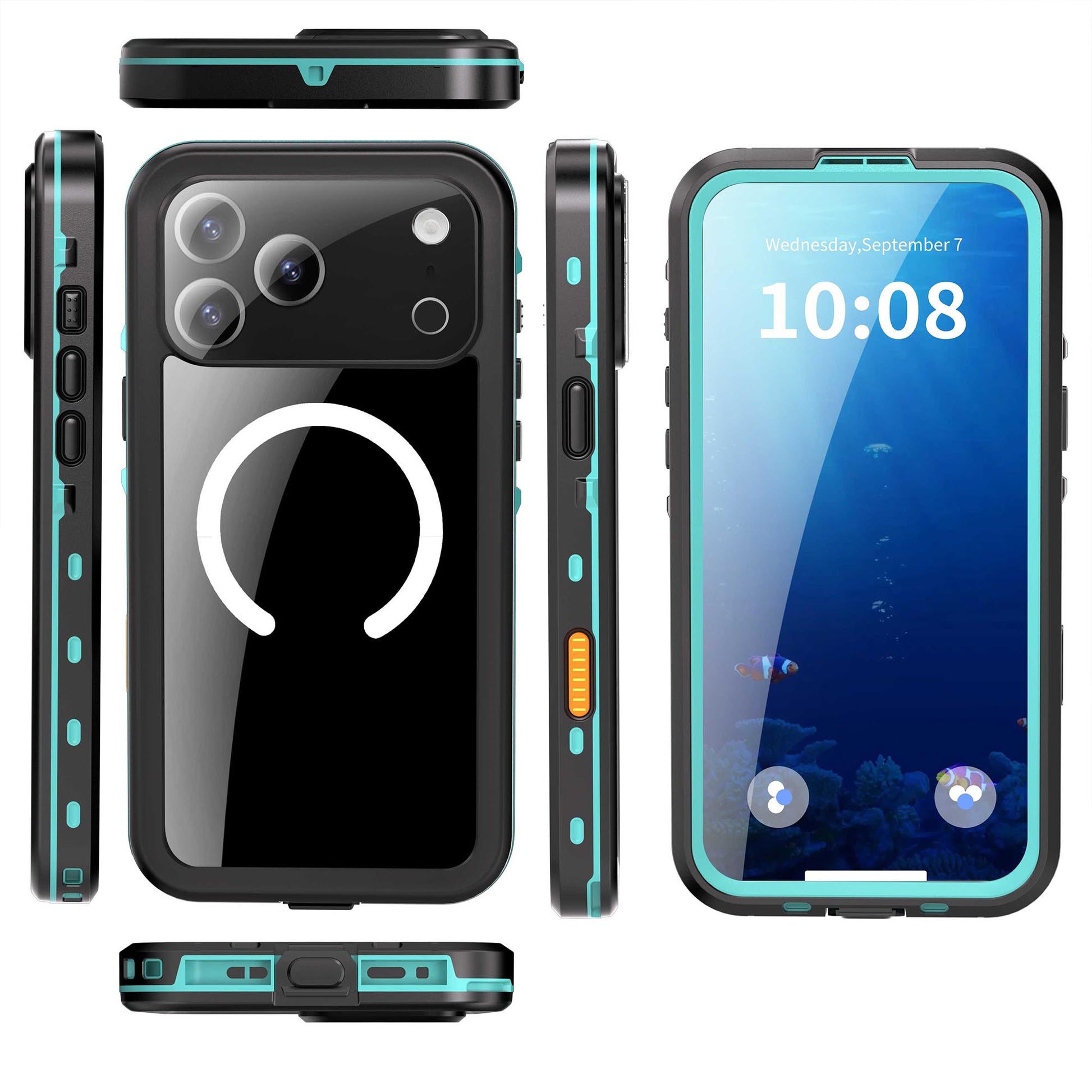 Ultramarine Technology IP68 Waterproof MagSafe Phone Case with Sensor Button & Hand Lanyard - iPhone 17 Pro Max