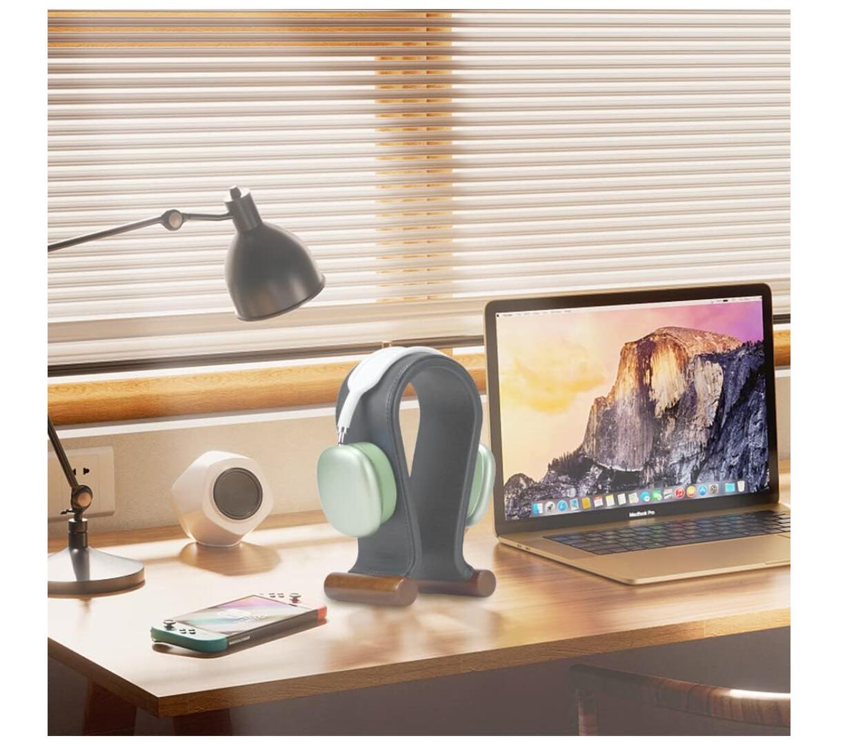 Leather Headset Stand Desk Holder Sturdy Elegant Unique