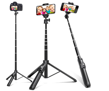 Long Extension Bluetooth Selfie Stick Triple with Wireless Remote Shutter