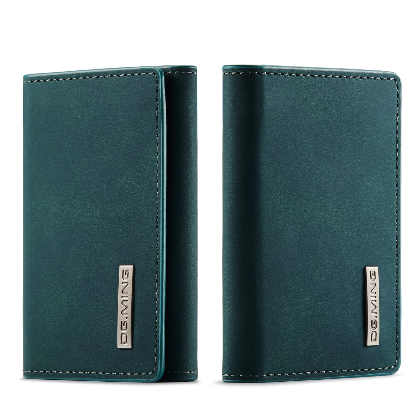 Retro Leather Tri-fold Card Case Magnetic Clip