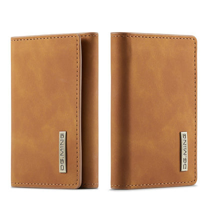 Retro Leather Tri-fold Card Case Magnetic Clip