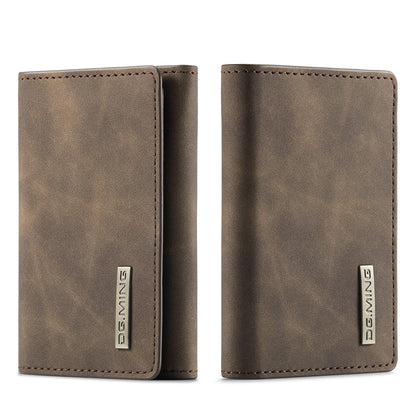 Retro Leather Tri-fold Card Case Magnetic Clip