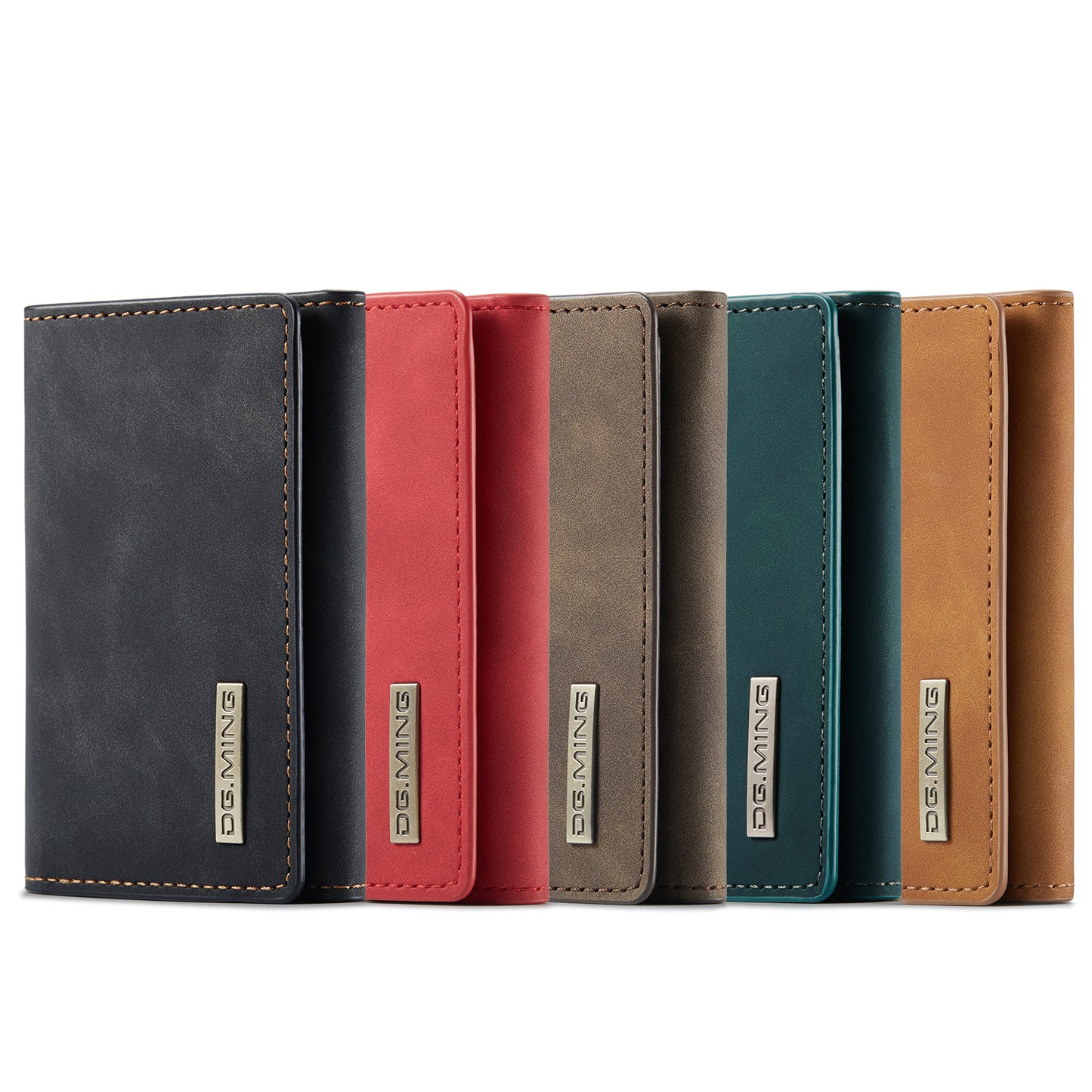 Retro Leather Tri-fold Card Case Magnetic Clip