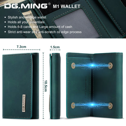 Retro Leather Tri-fold Card Case Magnetic Clip