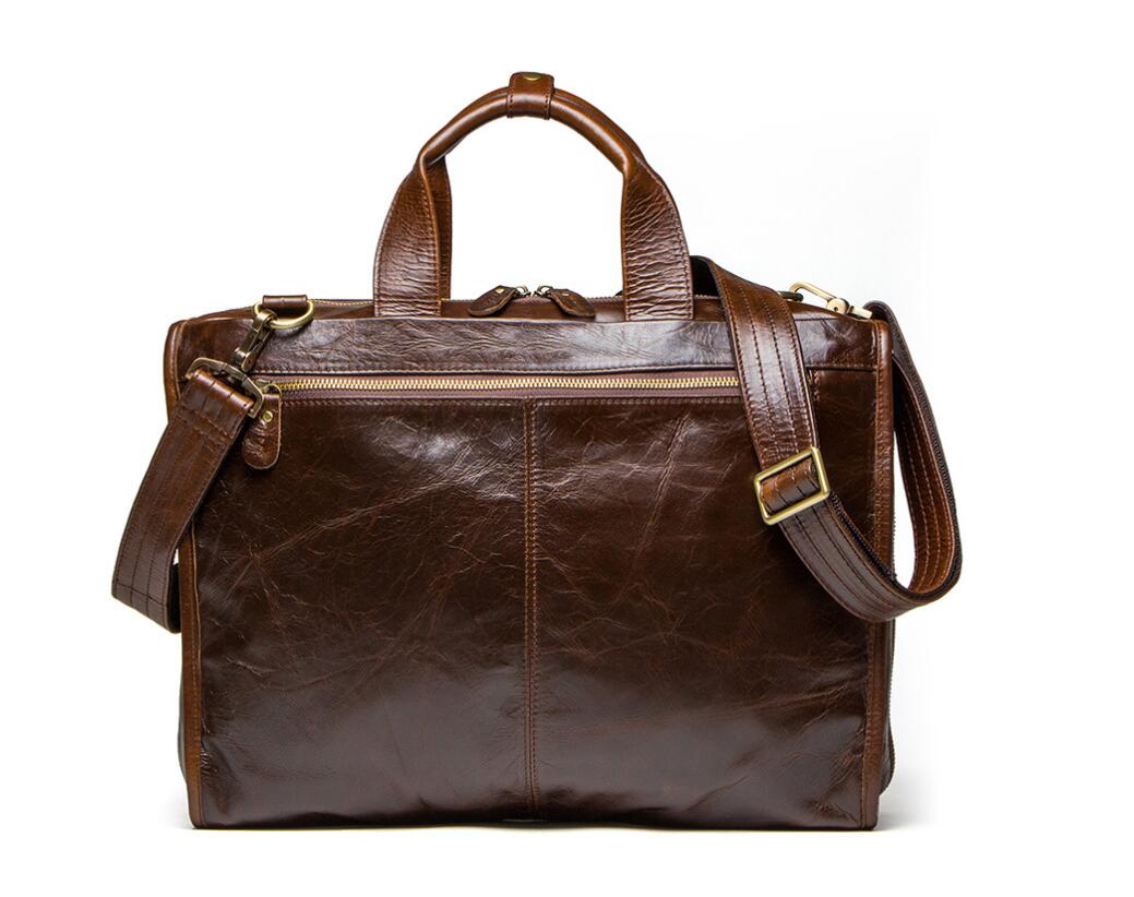 Men's Genuine Leather Briefcase Laptop Bag Large Capacity Business Casual Square