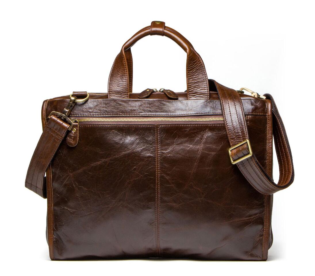 Men's Genuine Leather Briefcase Laptop Bag Large Capacity Business Casual Square