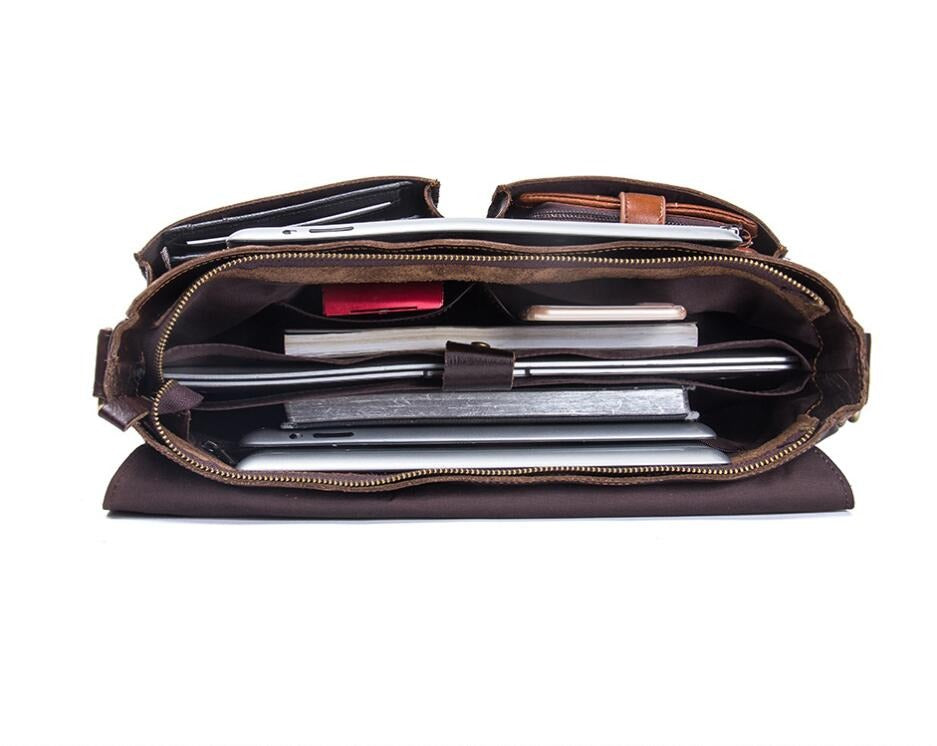 Men's Genuine Leather Briefcase Laptop Bag Casual Portable Business Large Capacity Diagonal