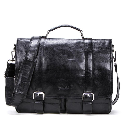 Men's Genuine Leather Briefcase Laptop Bag Casual Portable Business Large Capacity Diagonal