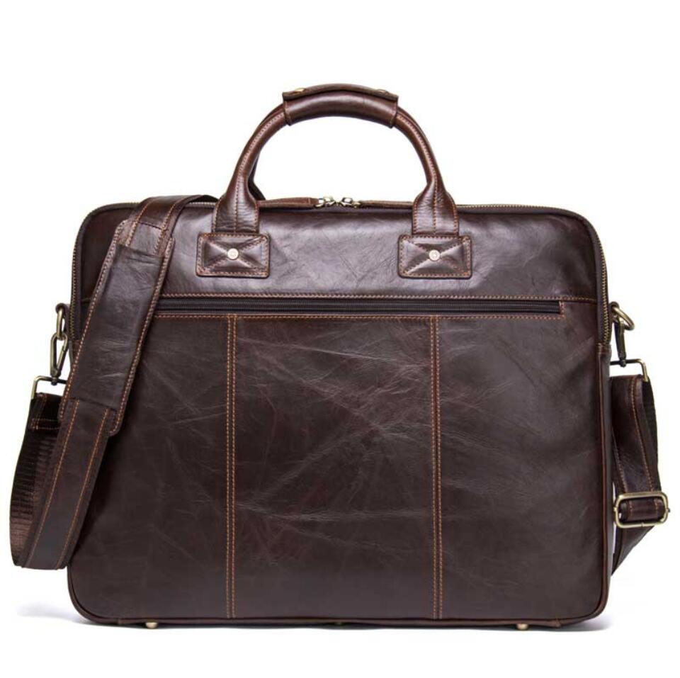 Men's Genuine Leather Briefcase Laptop Bag Classical Large Capacity Multi Pockets