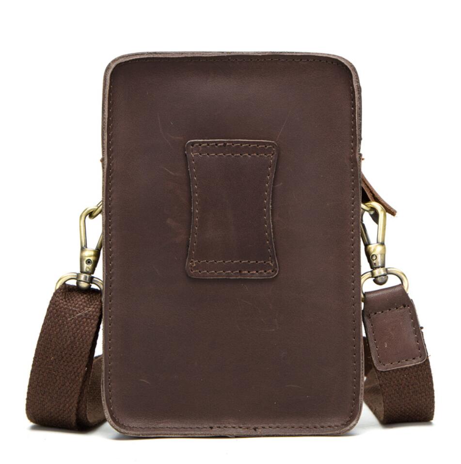 Men's Genuine Leather Handbag Phone Bag Retro Mini Belt Clip Buckle