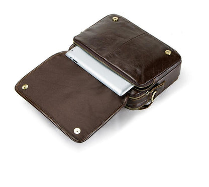 Men's Genuine Leather Handbag Tablet Bag Casual Business Multi Pockets