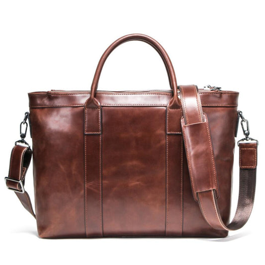 Men's Genuine Leather Briefcase Laptop Bag Relaxation Zipper