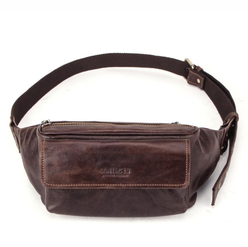 Men's Genuine Leather Fanny Pack Waist Bag Phone Multifunctional Sports Trend