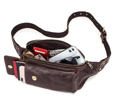 Men's Genuine Leather Fanny Pack Waist Bag Phone Multifunctional Fashion Sports