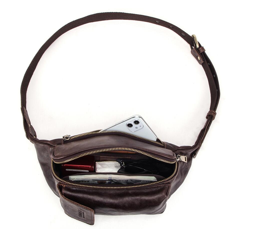 Men's Genuine Leather Fanny Pack Waist Bag Phone Multifunctional Fashion Sports