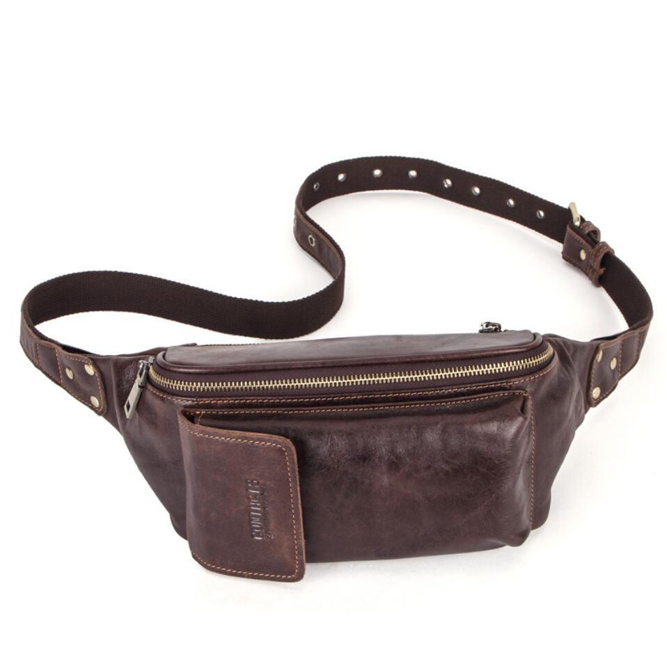 Men's Genuine Leather Fanny Pack Waist Bag Phone Multifunctional Fashion Sports