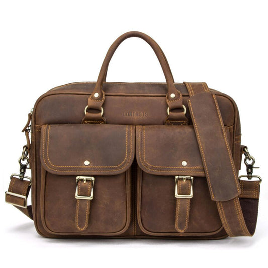 Men's Genuine Leather Briefcase Laptop Bag Casual Document Packaging