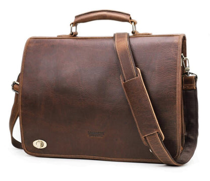 Men's Genuine Leather Briefcase Laptop Bag Business Envelope Flap