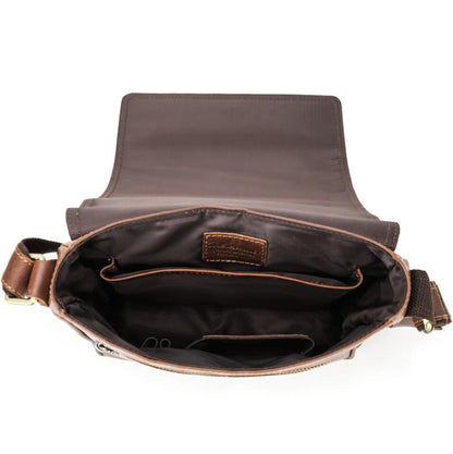 Men's Genuine Leather Messenger Bag Tablet Retro Flip Leisure Tofu Cube