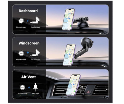 Magnetic Phone Holder Car Mount Dashboard Windshield Air Vent 3-in-1