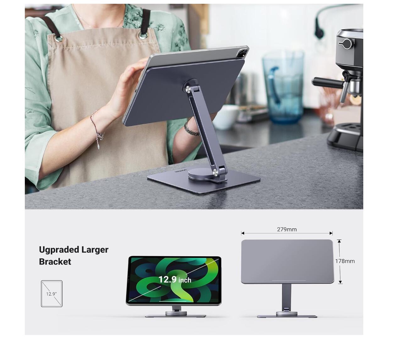 Magnetic Tablet Stand Desk Aluminum Portablet Dock Rotating Base