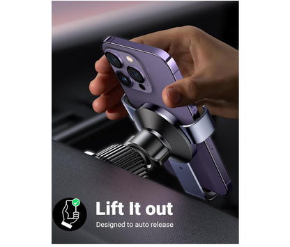 Matte Aluminum Car Phone Holder Air Vent Gravity Sturdy Hook