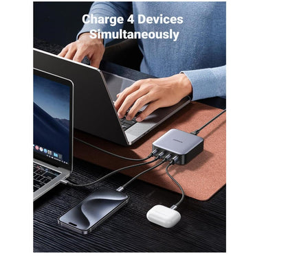 Max Fast Charging 100W USB-C Charger Station 4-Port Cable