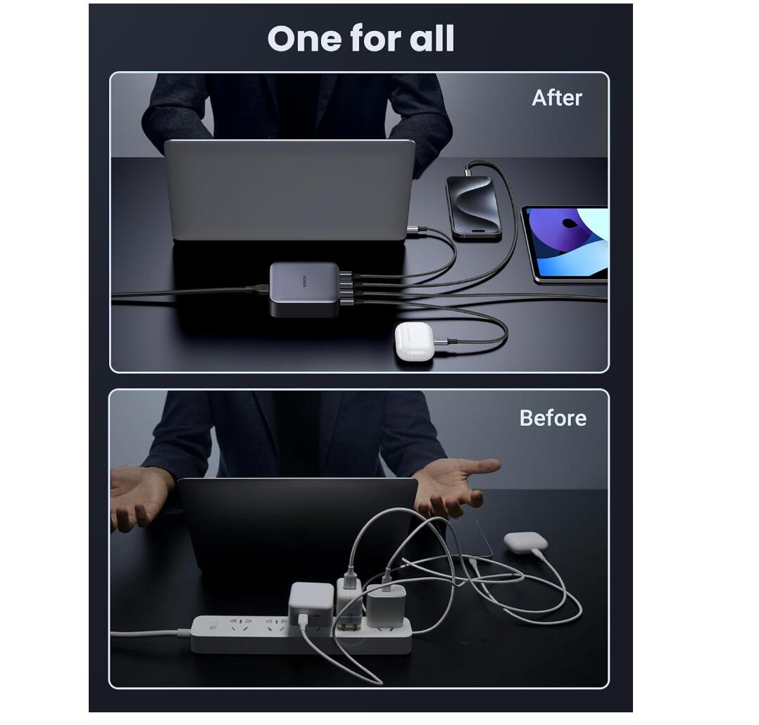 Max Fast Charging 100W USB-C Charger Station 4-Port Cable