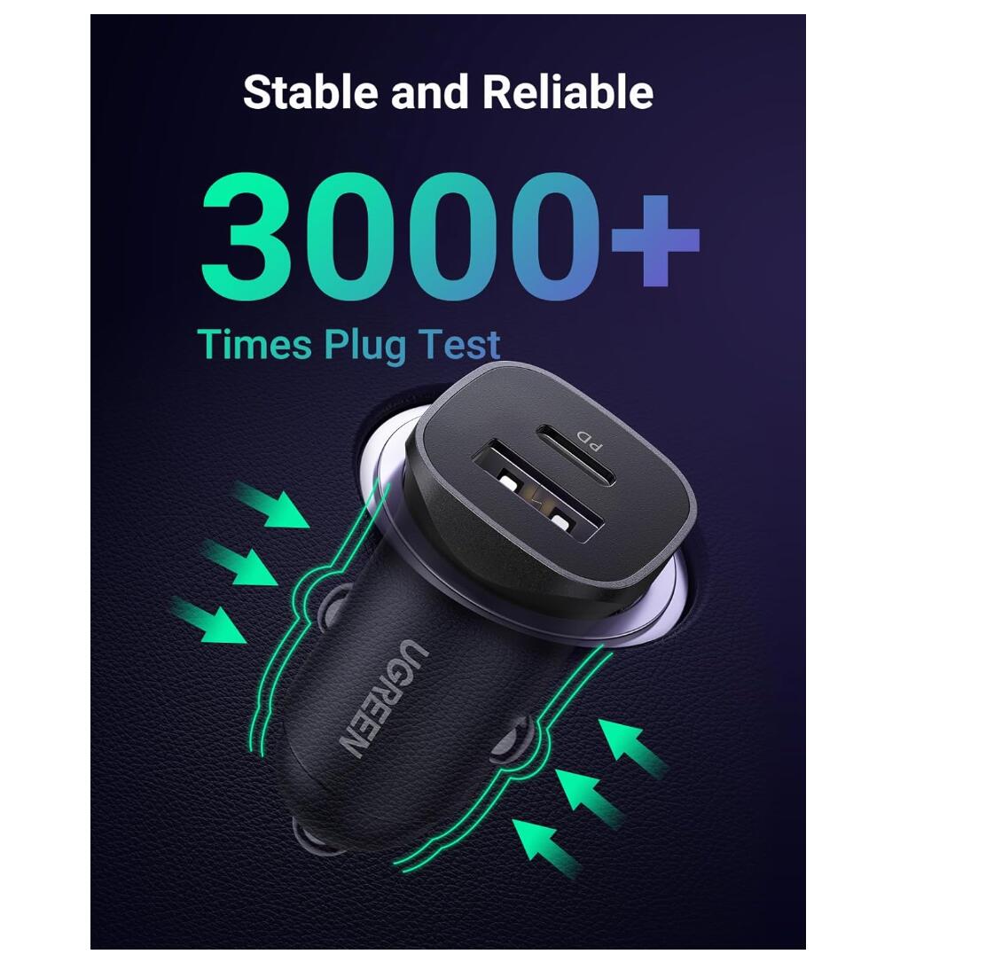 Max PD Fast Charging 30W USB-C Car Charger 2-Port