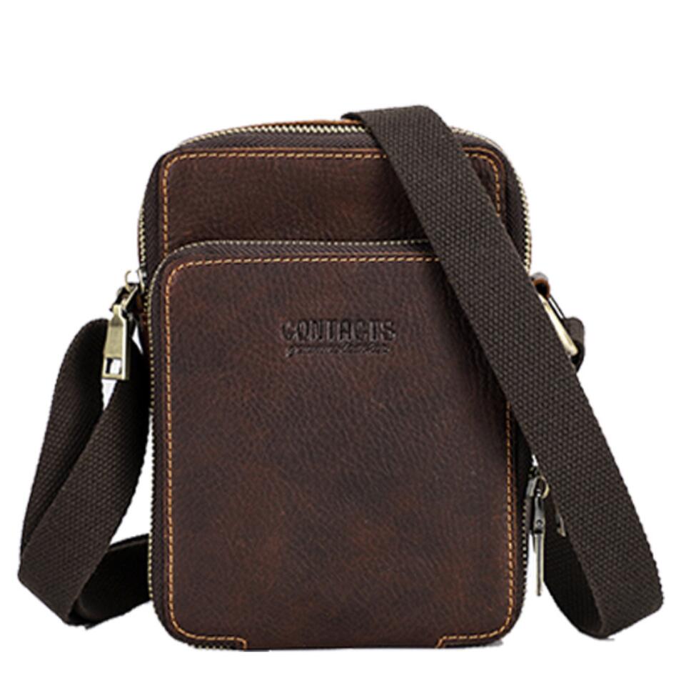 Men's Genuine Leather Handbag Phone Bag Wrinkled Casual Portable