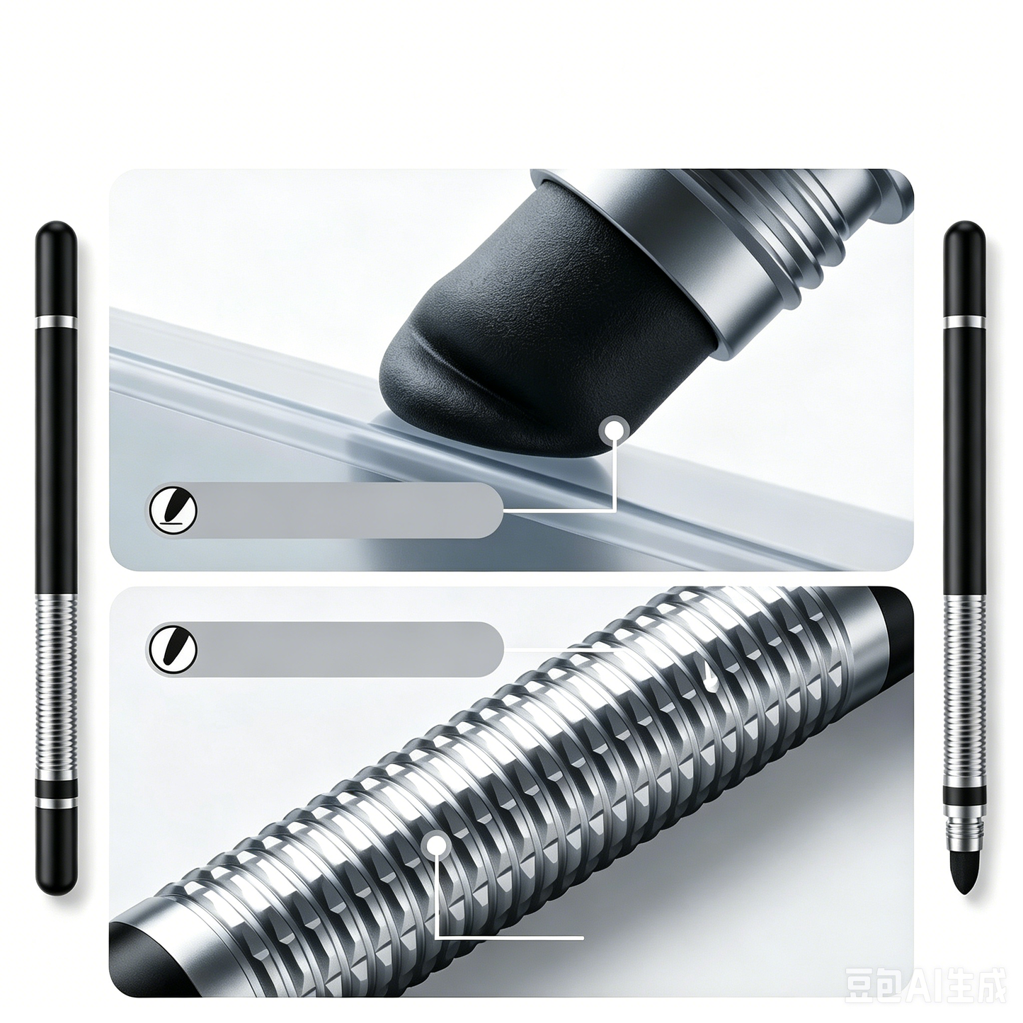 Ultramarine Technology Metal Grip 2-in-1 Capacitive Stylus Pen iPad Android Samsung Silicone Tip
