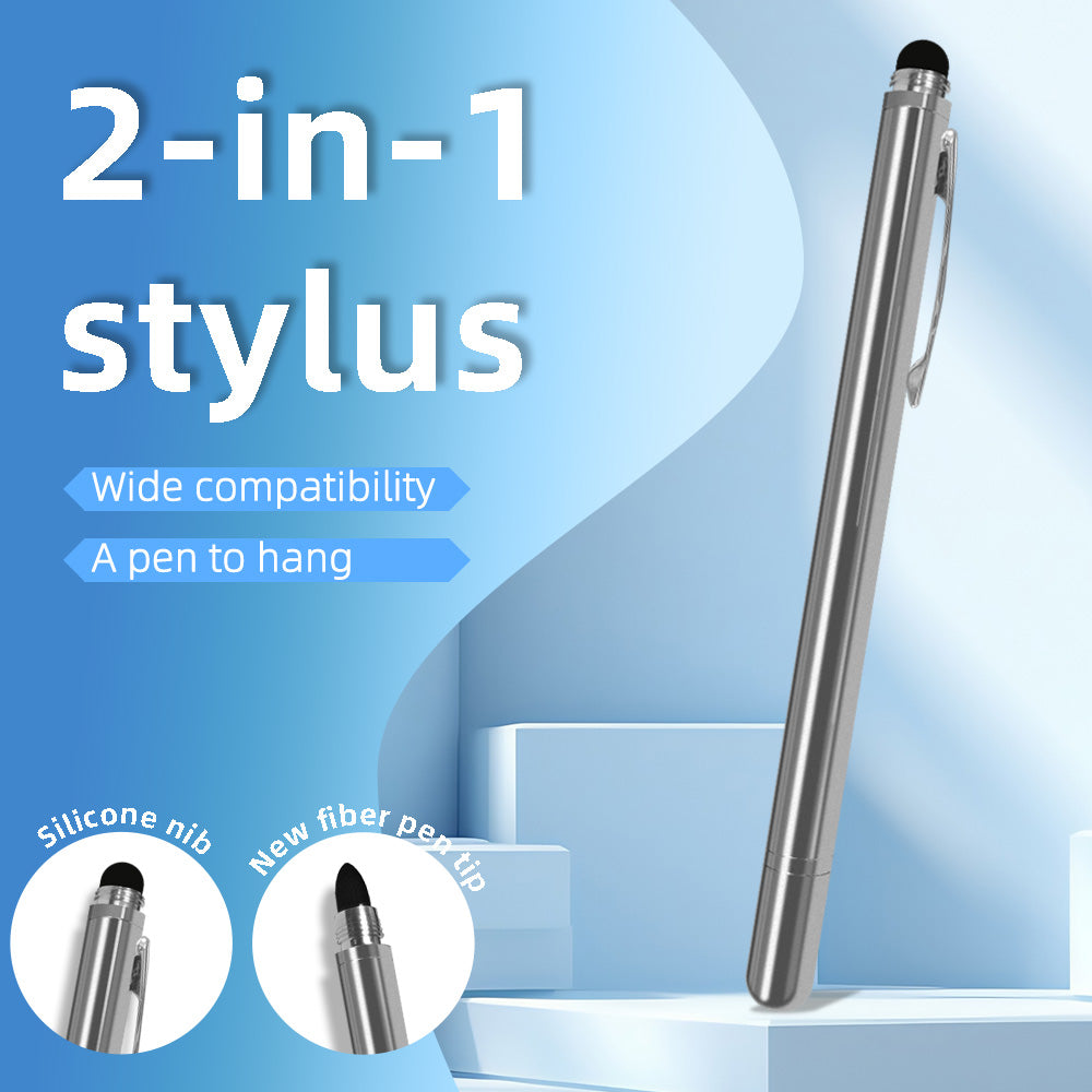 Ultramarine Technology Metal Universal iPhone iPad Samsung  2-in-1 Capacitive Stylus Pen Silver Color