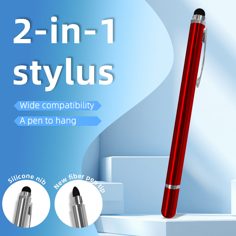 Ultramarine Technology Metal Universal iPhone iPad Samsung  2-in-1 Capacitive Stylus Pen Red Color