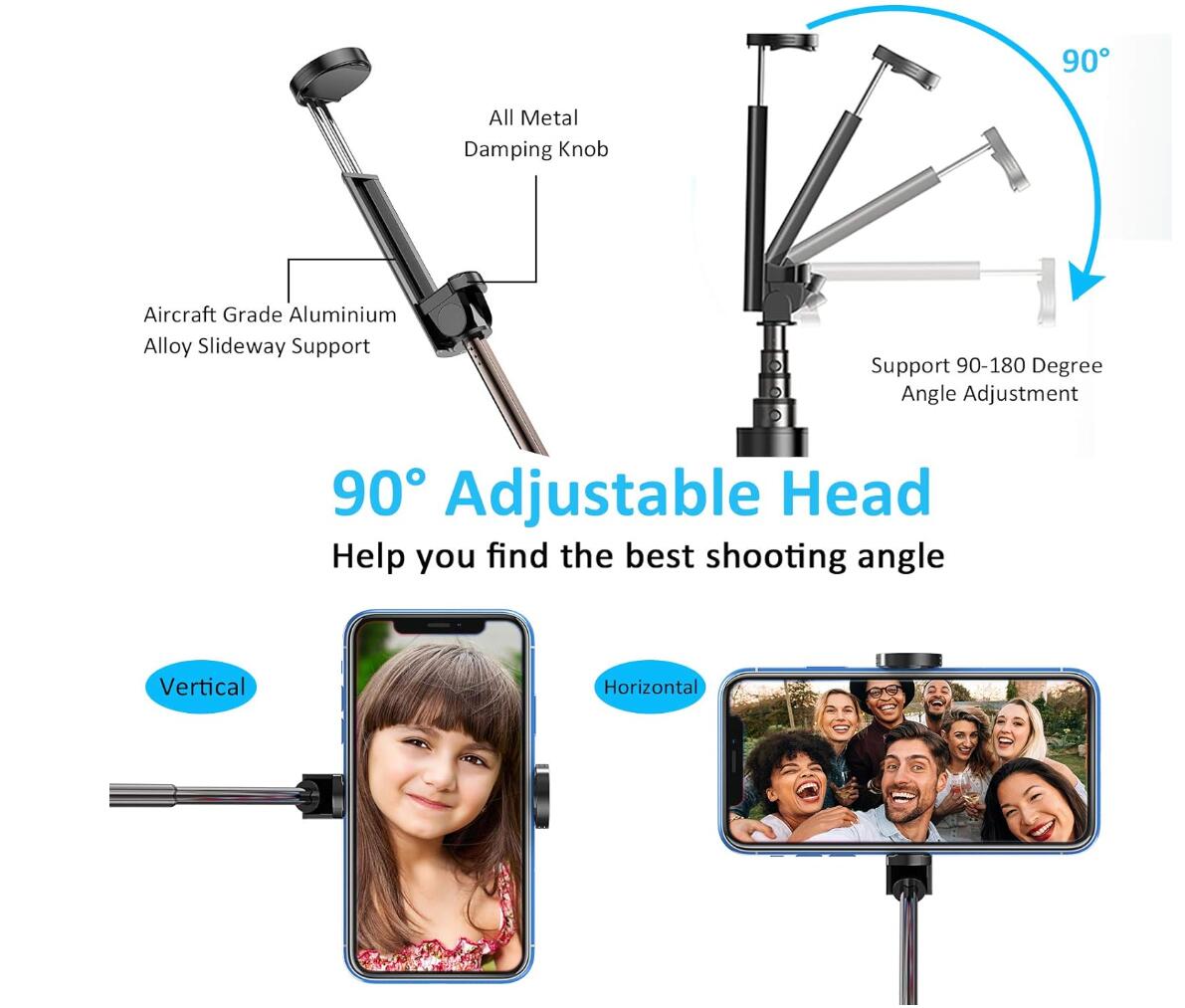 Monopod Bluetooth Selfie Stick Triple All-in-One Extendable Aluminum