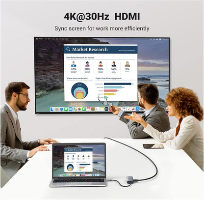 Multiple Adapter Hub 7-in-1 USB-C HDMI 4K Ethernet 100W PD