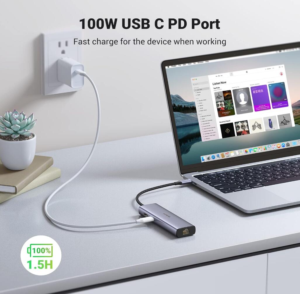 Multiple Adapter Hub 7-in-1 USB-C HDMI 4K Ethernet 100W PD