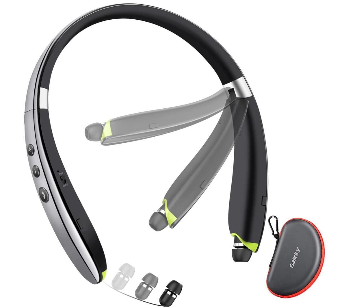 Neckband Bluetooth Headset Retractable with Microphone Sports