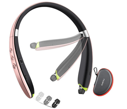 Neckband Bluetooth Headset Retractable with Microphone Sports