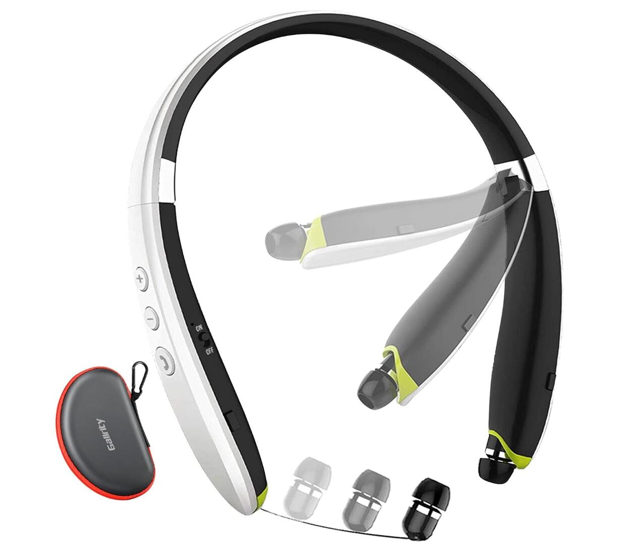 Neckband Bluetooth Headset Retractable with Microphone Sports