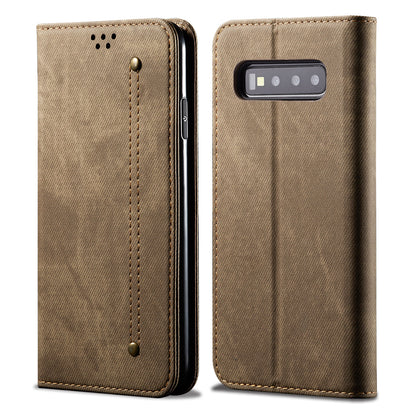 Retro Demin Wallet Leather Samsung Galaxy S10+ Case Frosted TPU Shell