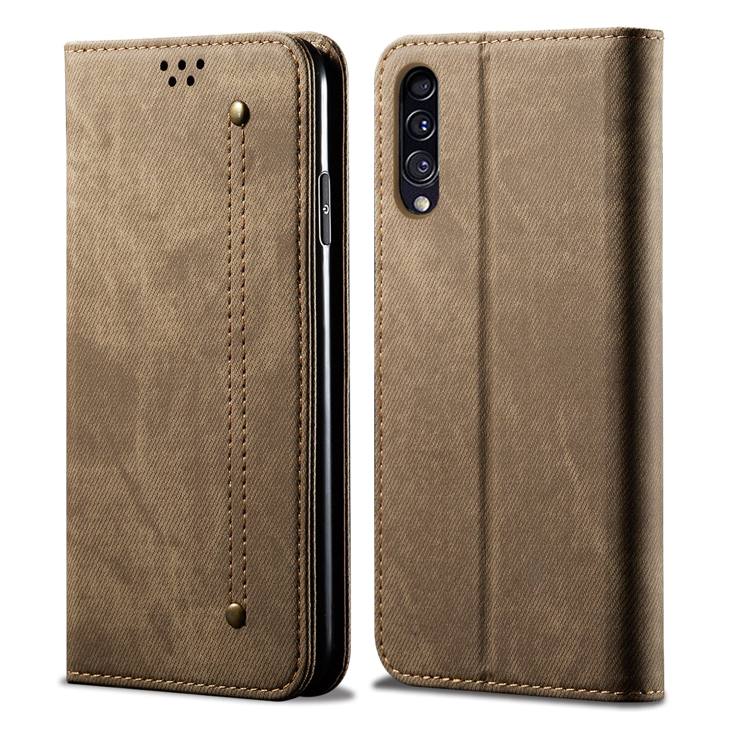 Retro Demin Wallet Leather Samsung Galaxy A30s Case Frosted TPU Shell