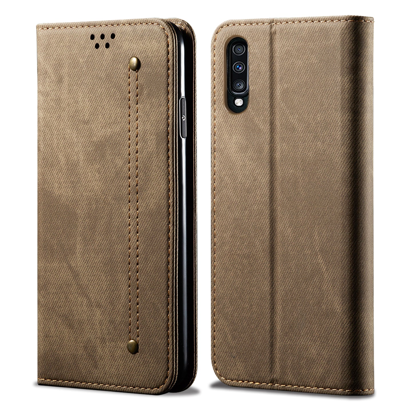 Retro Demin Wallet Leather Samsung Galaxy A70s Case Frosted TPU Shell