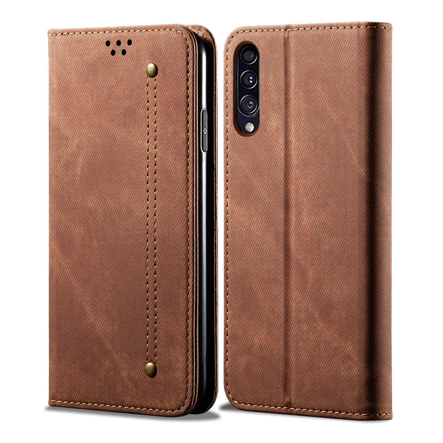 Retro Demin Wallet Leather Samsung Galaxy A50 Case Frosted TPU Shell