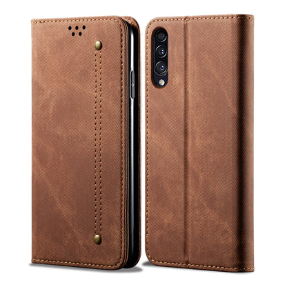 Retro Demin Wallet Leather Samsung Galaxy A50 Case Frosted TPU Shell