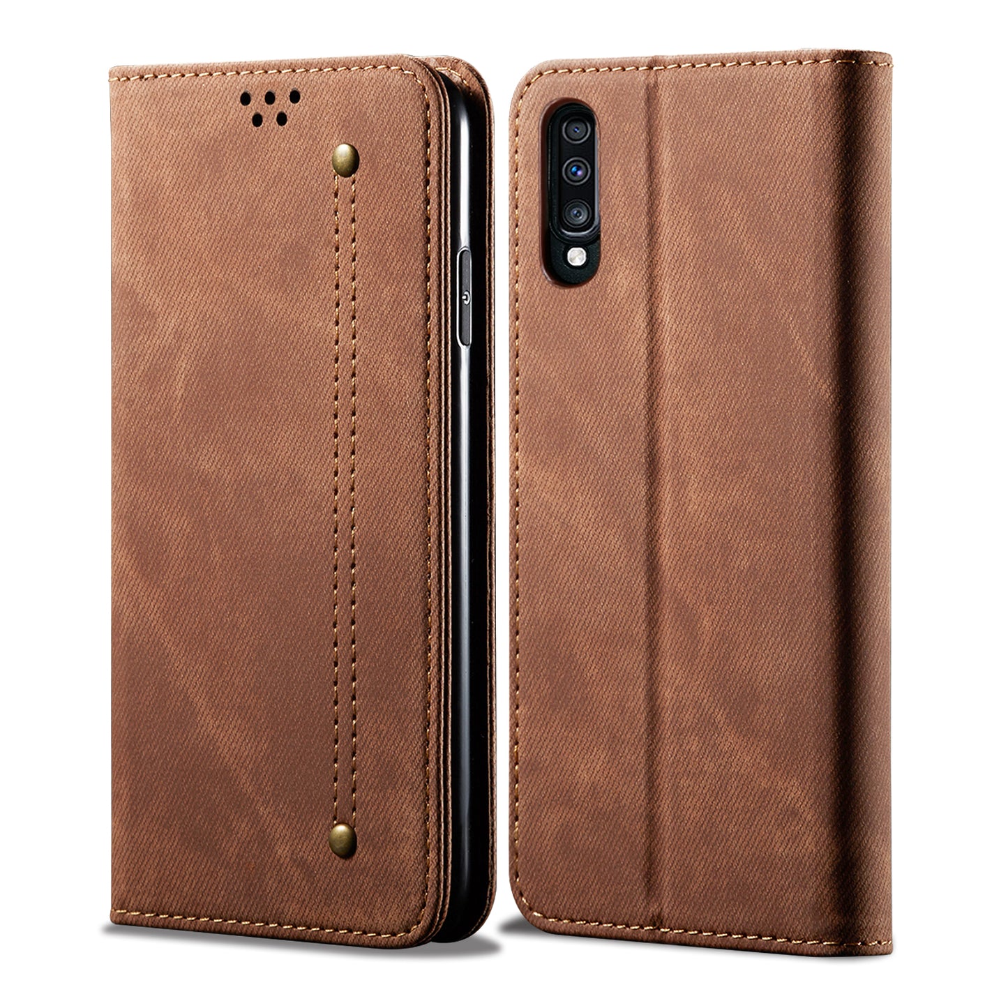 Retro Demin Wallet Leather Samsung Galaxy A70 Case Frosted TPU Shell