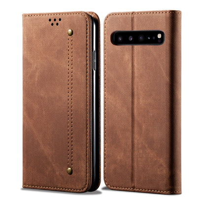 Retro Demin Wallet Leather Galaxy S10 5G Case Frosted TPU Shell